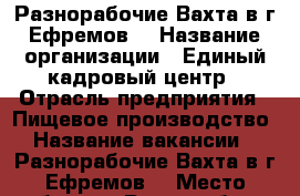  Разнорабочие Вахта в г.Ефремов  › Название организации ­ Единый кадровый центр › Отрасль предприятия ­ Пищевое производство › Название вакансии ­  Разнорабочие Вахта в г.Ефремов  › Место работы ­  Разнорабочие Вахта в г.Ефремов  › Минимальный оклад ­ 29 700 › Максимальный оклад ­ 32 700 - Все города Работа » Вакансии   . Марий Эл респ.